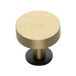 Heritage Brass Cabinet Knob Disc Design with Rose 32mm Matt Bronze / Satin Brass finish