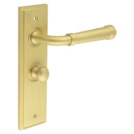 Highgate Door Handle Bathroom Backplate Satin Brass & Turn & Release - By Frelan Hardware - BUR-35SB-453SB-80SB