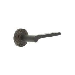 Fitzrovia Door Handles Reeded Rose Dark Bronze - By Frelan Hardware - BUR15KIT82