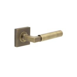 Westminster Door Handle on Square Plain Rose Antique Brass - By Frelan Hardware - BUR30KIT6