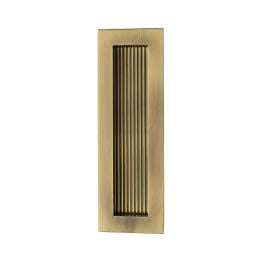 Reeded  Rectangular Flush Pull 175 x 58mm Antique Brass finish