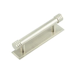 Hoxton Sturt Cabinet Handles 96mm Ctrs Stepped Backplate Satin Nickel - By Frelan Hardware - HOX-450SN-6050SN