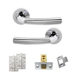 STATUS Nevada Door Handle Pack (Latch Set - 3" CE Latch, 4" Slim Knuckle Hinges x2) - Polished Chrome