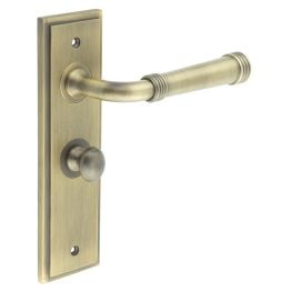 Highgate Door Handle Bathroom Backplate Antique Brass & Turn & Release - By Frelan Hardware - BUR-35AB-453AB-80AB