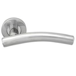 Curved Lever On Sprung Rose - Bright Stainless Steel