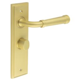 Highgate Door Handle Bathroom Backplate Satin Brass & Turn & Release - By Frelan Hardware - BUR-35SB-453SB-81SB