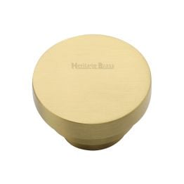 Heritage Brass Cabinet Knob Round Stepped Design 38mm Satin Brass finish