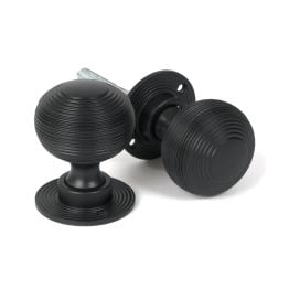 Matt Black Heavy Beehive Mortice/Rim Knob Set