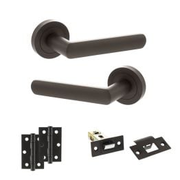 STATUS Carolina Door Handle Pack (Latch Set - 2.5" Latch, 3" Hinges x2) - Urban Dark Bronze