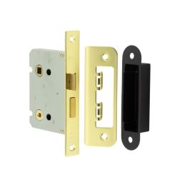 Jedo Kontrax Bathroom locks with Square Forend & Radiused Strike Plate 76mm Electro Brassed - By Frelan Hardware - JL460EB