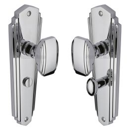 Heritage Brass Mortice Knob on Bathroom Plate Charlston Design Polished Chrome finish