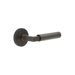 Westminster Door Handle on Knurled Rose Dark Bronze - By Frelan Hardware - BUR30KIT83