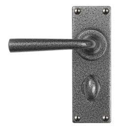 Pastow Lever Handle on Backplate (Bathroom - Left Hand)  - Forged Steel