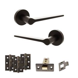 Senza Pari Laviano Door Handle Pack (Latch Set - 3" CE Latch, 3" Fire Rated Hinges x3) - Urban Dark Bronze