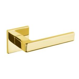 Tupai Exclusivo 5S Line Portel Lever Door Handle on 5mm Slimline Square Rose - Raw Brass