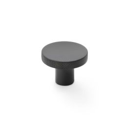 Alexander & Wilks - Hanover Knurled Circular Cupboard Knob - Black - 38mm