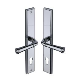 Heritage Brass Multi-Point Door Handle Lever Lock Colonial RH Design Polished Chrome finish