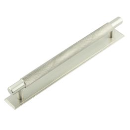 Hoxton Taplow Cabinet Handles 224mm Ctrs Stepped Backplate Satin Nickel - By Frelan Hardware - HOX-2060SN-6060SN