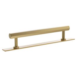 Millhouse Brass Pennington Hexagonal T-Bar Cabinet Pull Handle on Backplate 160mm - Satin Brass