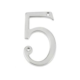 Jedo 75mm Screw Fix Numerals Satin Chrome No. 5 - By Frelan Hardware - JNSC-5