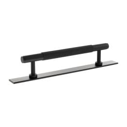 Millhouse Brass Eiffel Knurled T-Bar Cabinet Pull Handle on Backplate 128mm - Matt Black