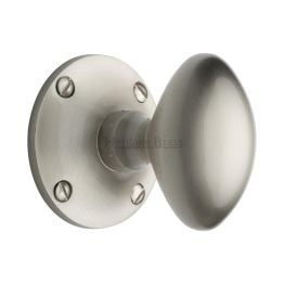 Heritage Brass Mortice Knob on Rose Mayfair Design Satin Nickel finish