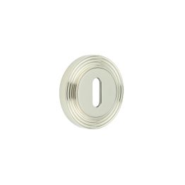 Burlington Standard Keyway Escutcheons Reeded Rose Polished Nickel - By Frelan Hardware - BUR-60PN-74PN