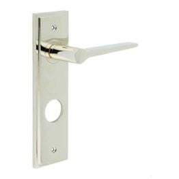 Knightbridge Door Handle Din Bathroom Backplate Polished Nickel - By Frelan Hardware - BUR20KIT169
