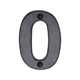 Black Iron Rustic Numeral 0 Face Fix 76mm (3")