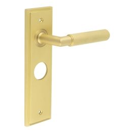 Piccadilly Door Handle Bathroom Backplate Satin Brass - By Frelan Hardware - BUR40KIT244