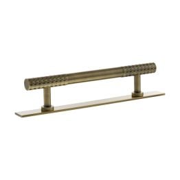 Millhouse Brass Chrysler Diamond T-Bar Cabinet Pull Handle on Backplate 128mm - Antique Brass