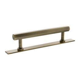Millhouse Brass Pennington Hexagonal T-Bar Cabinet Pull Handle on Backplate 128mm - Antique Brass