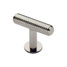 Heritage Brass Cabinet Knob Knurled T-Bar Design with Rose 45mm Polished Nickel finish