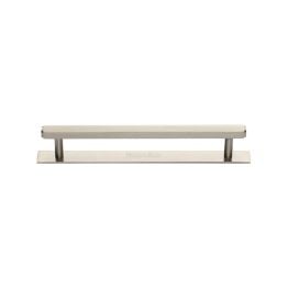 Heritage Brass Cabinet Pull Hexagonal Design with Plate 128mm CTC Satin Nickel Finish