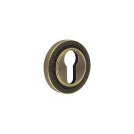 Burlington Euro Profile Escutcheons Reeded Rose Antique Brass - By Frelan Hardware - BUR-61AB-74AB