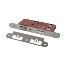 Atlantic DIN Radius Bathroom Lock Double Turn 60mm backset - Satin Stainless Steel