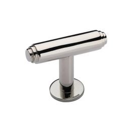 Heritage Brass Cabinet Knob Stepped T-Bar Design with Rose 45mm Polished Nickel finish