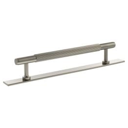 Millhouse Brass Battersea Linear T-Bar Cabinet Pull Handle on Backplate 160mm - Satin Nickel