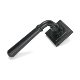 Matt Black Newbury Lever on Rose Set (Square) - Unsprung
