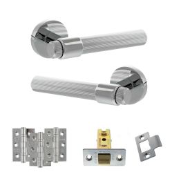 Senza Pari Fasana Door Handle Pack (Latch Set - 3" CE Latch, 3" Fire Rated Hinges x3) - Polished Chrome