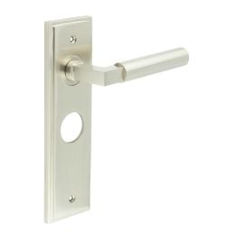 Westminster Door Handle Bathroom Backplate Satin Nickel - By Frelan Hardware - BUR30KIT322