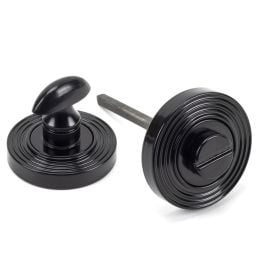 Black Round Thumbturn Set (Beehive Rose)