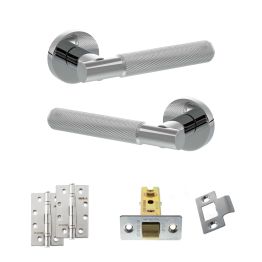 Senza Pari Rosarno Door Handle Pack (Latch Set - 2.5" CE Latch, 4" Slim Knuckle Hinges x2) - Polished Chrome