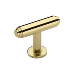 Heritage Brass Cabinet Knob Stepped T-Bar Design with Rose 45mm Polished Brass finish