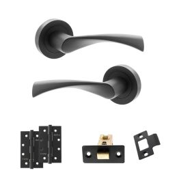 STATUS Colorado Door Handle Pack (Latch Set - 2.5" CE Latch, 4" Slim Knuckle Hinges x2) - Matt Black