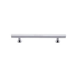Heritage Brass Cabinet Pull Square Design with Footings 128mm CTC Polished Chrome finish
