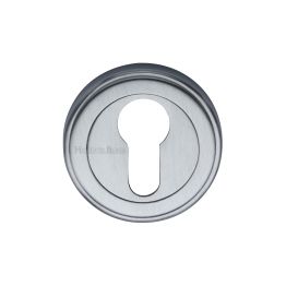 Heritage Brass Euro Profile Cylinder Escutcheon Satin Chrome finish