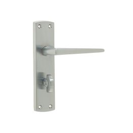 Bray Door Handle on Bathroom Plate Satin Chrome - By Frelan Hardware - JV393SC