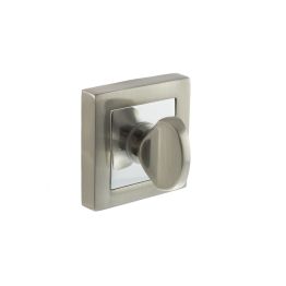 STATUS WC Turn and Release on S4 Square Rose - Satin Nickel/Polished Chrome