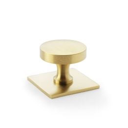 Alexander & Wilks - Bullion Cupboard Knob on Square Backplate - Satin Brass PVD